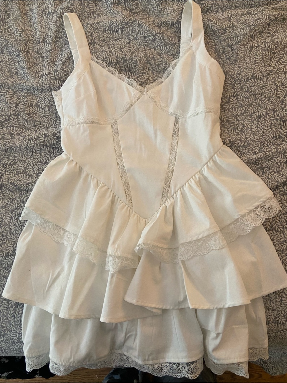 The Vintage Shop Lace-Trim Tiered Slip Dress